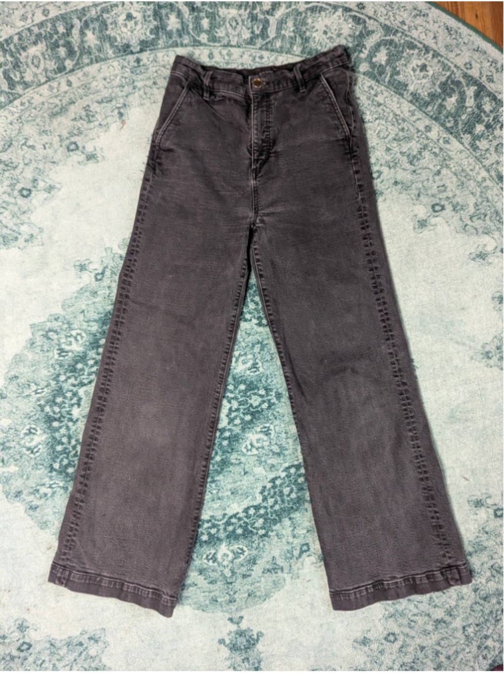 Ann Taylor "The Trouser" High Rise Wide Leg Jeans Washed Black Size 6